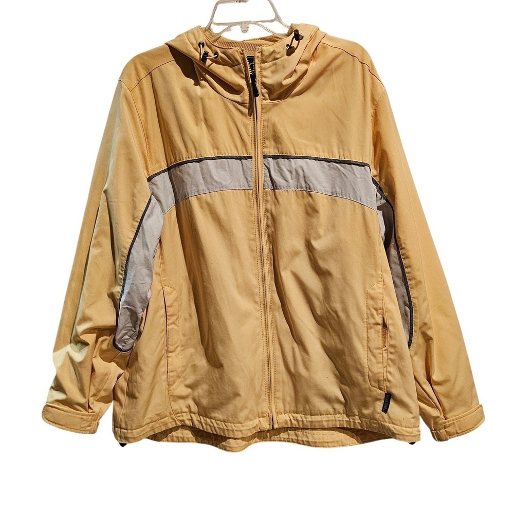 Pacific Trail Mens Yellow Hooded Windbreaker Jacket XL Full Zip Outdoor‎ Wear